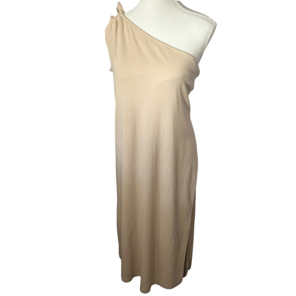 Old Navy XXL One Shoulder Sleeveless Ribbed Knit Maxi Dress Beige Neutral